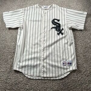 Vintage White Sox Jersey Majestic Mens Large‎ Pinstripe Stitched Blank USA Made